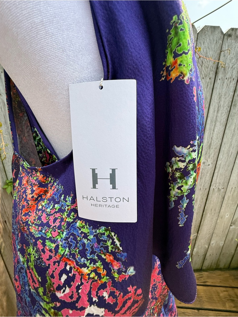 Halston Heritage Silk Dress NWT Sz 6 Purple Floral - Picture 5 of 6